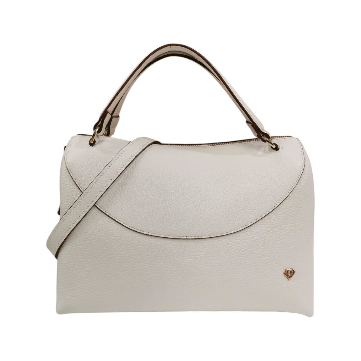 Caleidos Borsa a Mano Bauletto Donna in Pelle Bianca con Tracolla