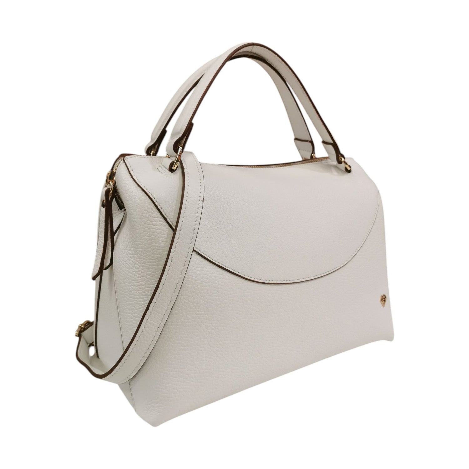 Caleidos Borsa a Mano Bauletto Donna in Pelle Bianca con Tracolla