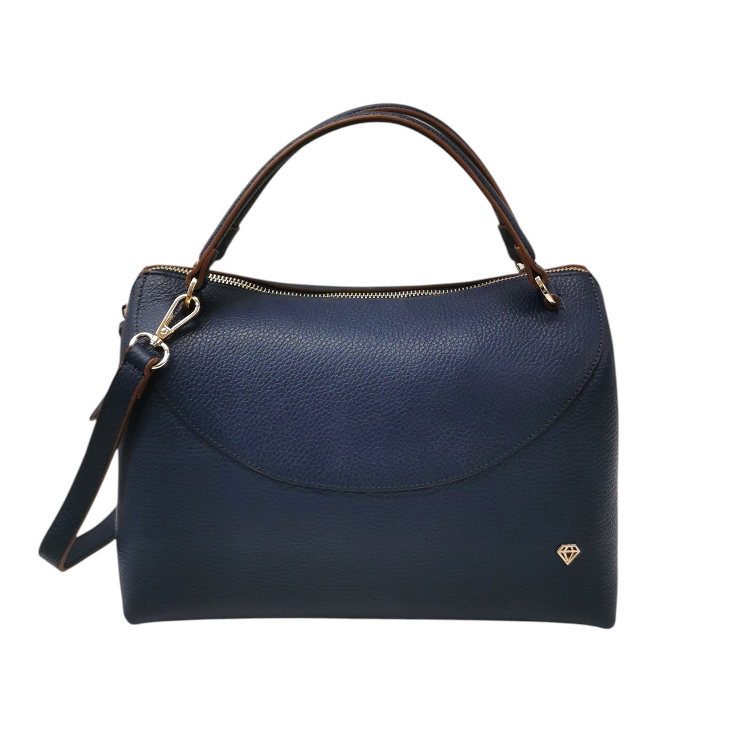 Caleidos Borsa a Mano Bauletto Donna in Pelle Blu con Tracolla