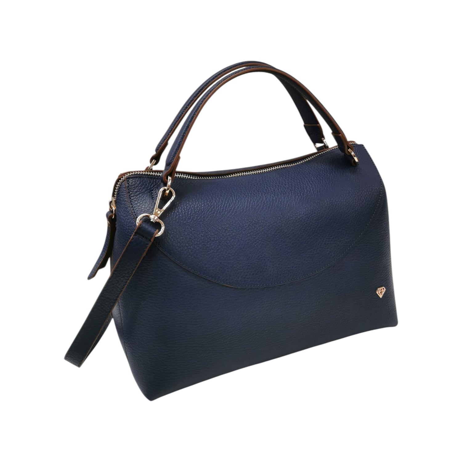 Caleidos Borsa a Mano Bauletto Donna in Pelle Blu con Tracolla