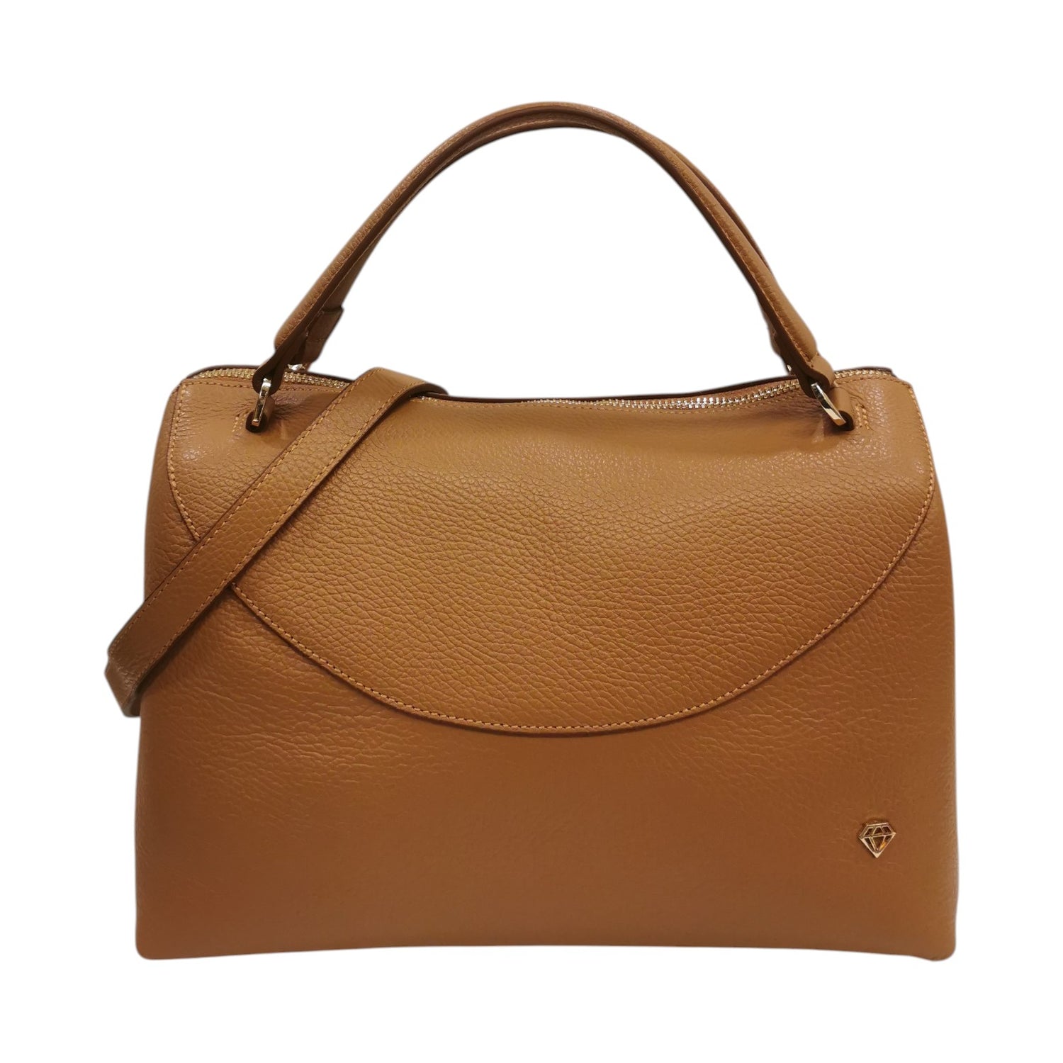 Caleidos Borsa a Mano Bauletto Donna in Pelle Caramello con Tracolla