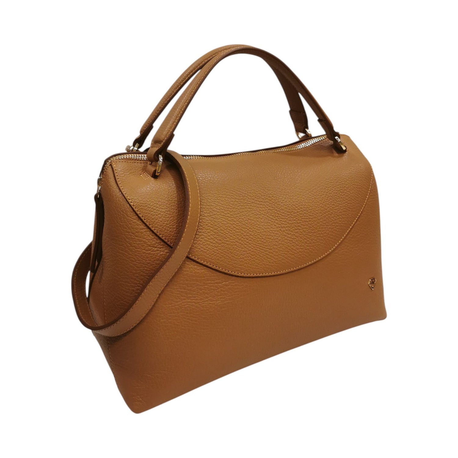 Caleidos Borsa a Mano Bauletto Donna in Pelle Caramello con Tracolla