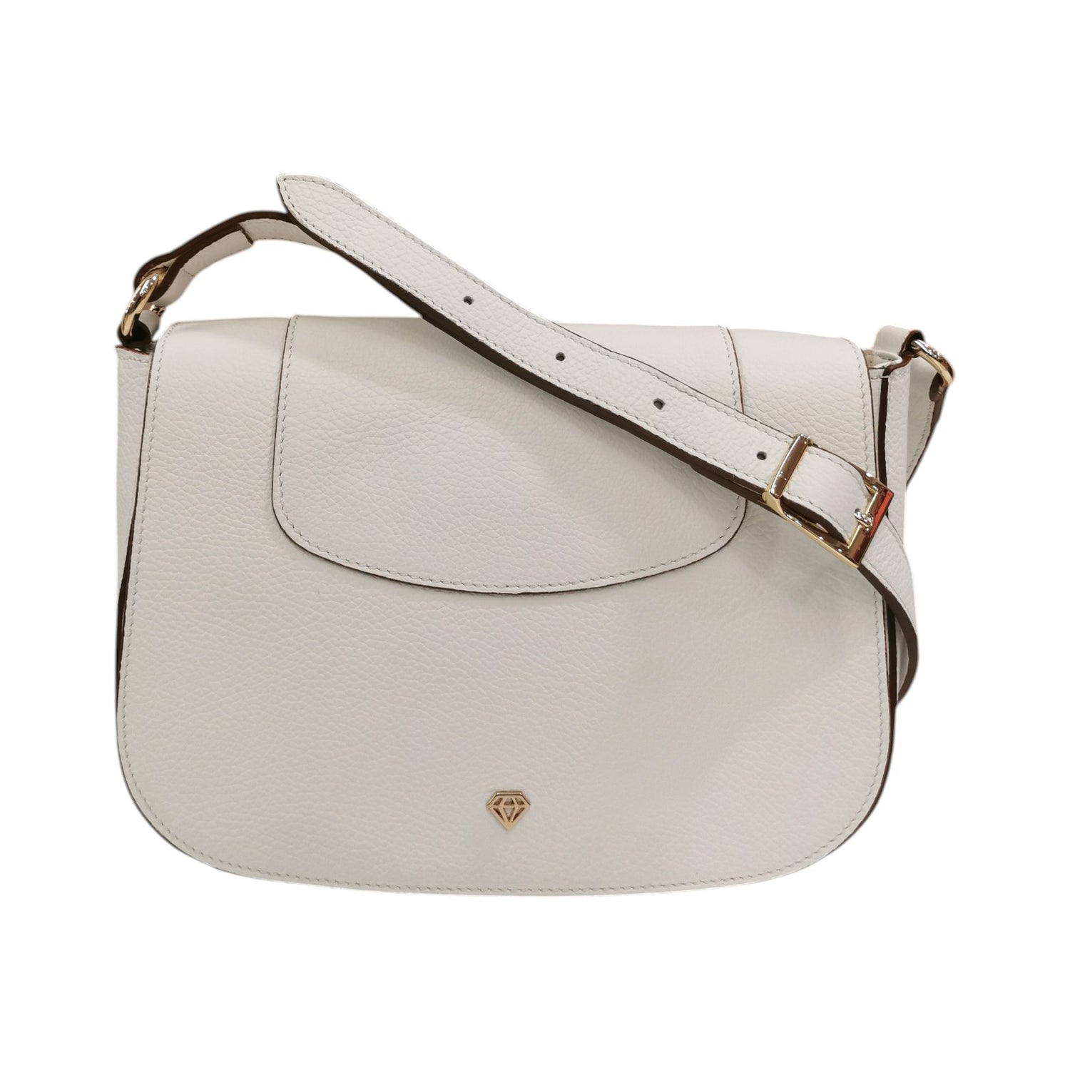 Caleidos Borsa a Tracolla Donna in Pelle Bianca con Logo Dorato Frontale