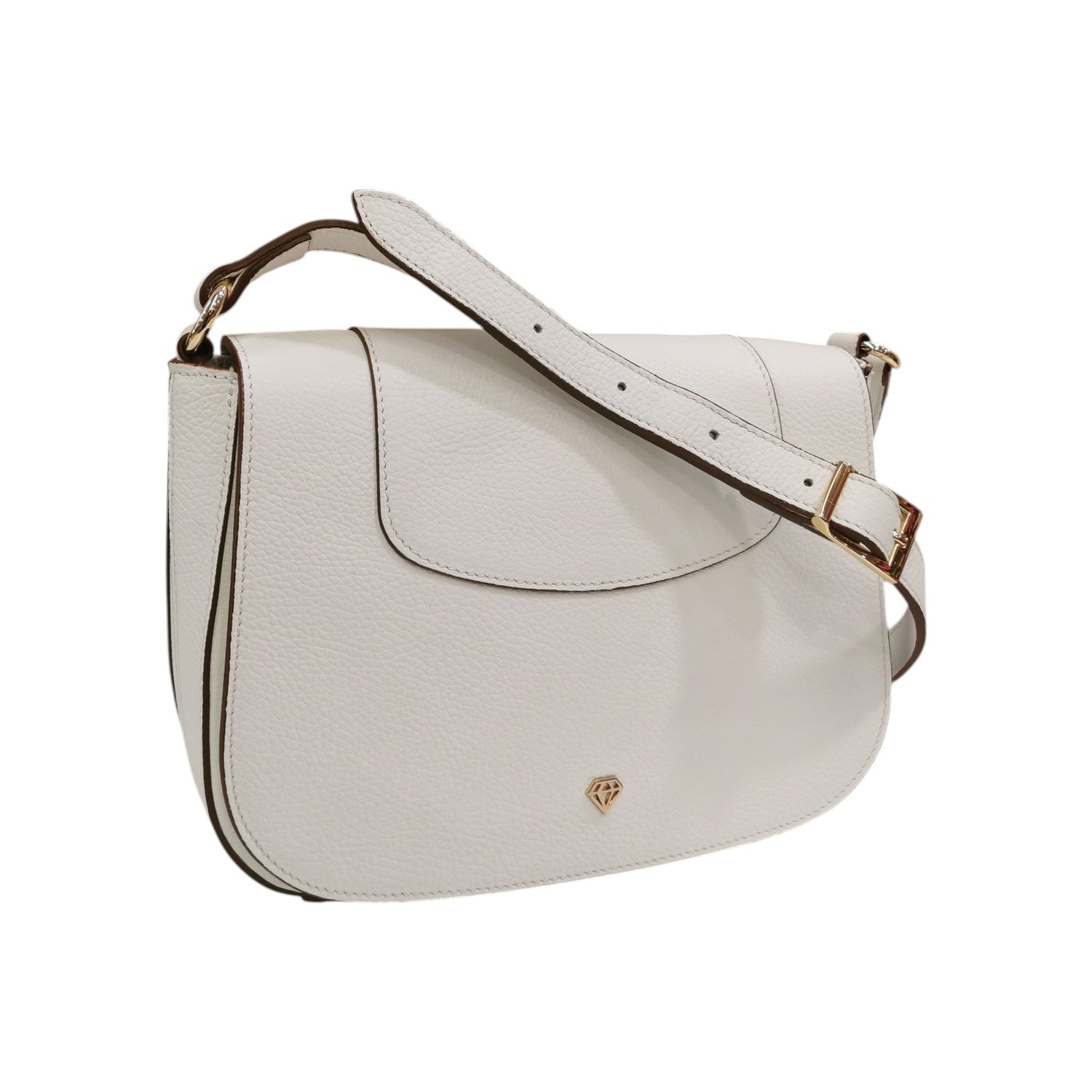 Caleidos Borsa a Tracolla Donna in Pelle Bianca con Logo Dorato Frontale