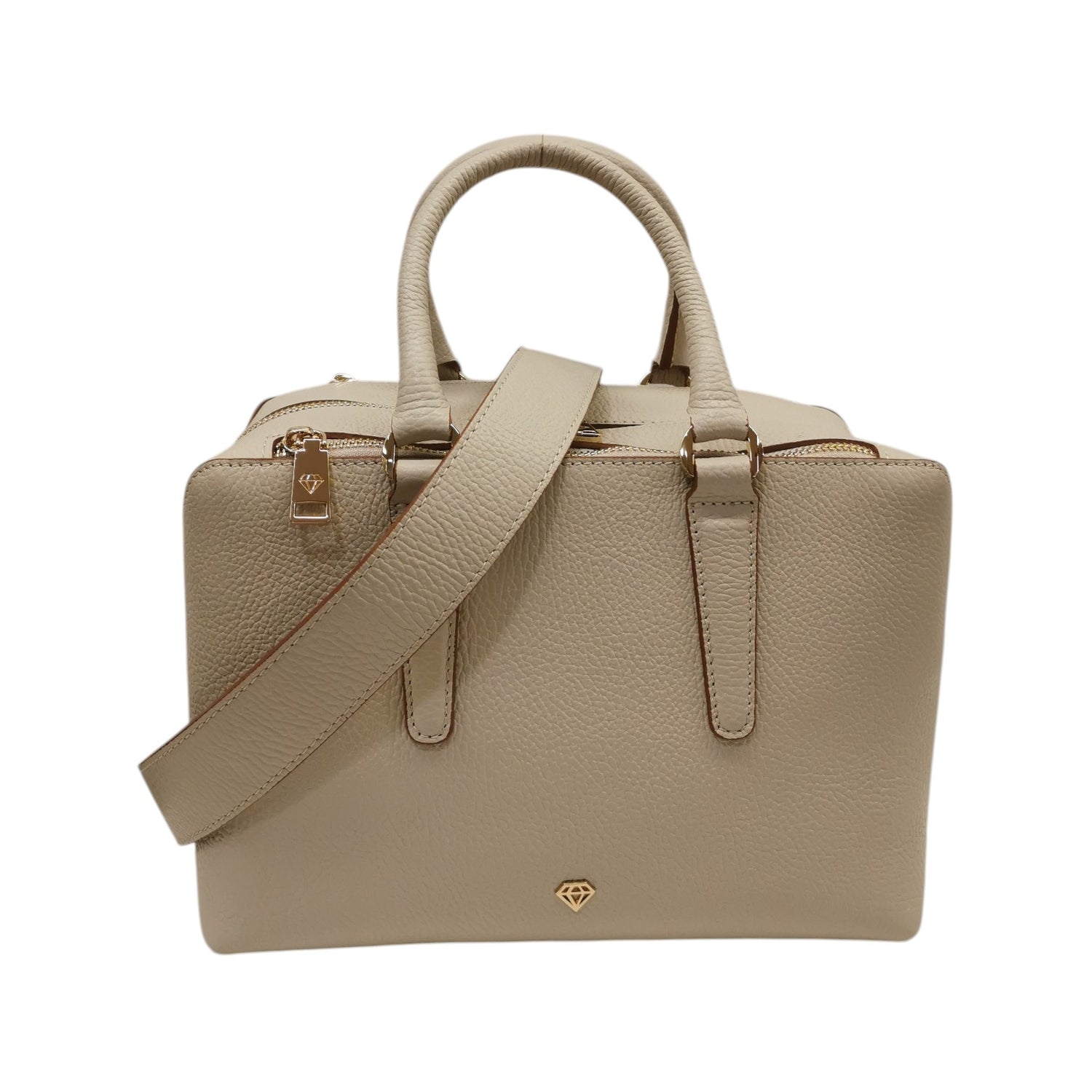 Caleidos Borsa a Mano Donna in Pelle Beige con Tracolla Larga