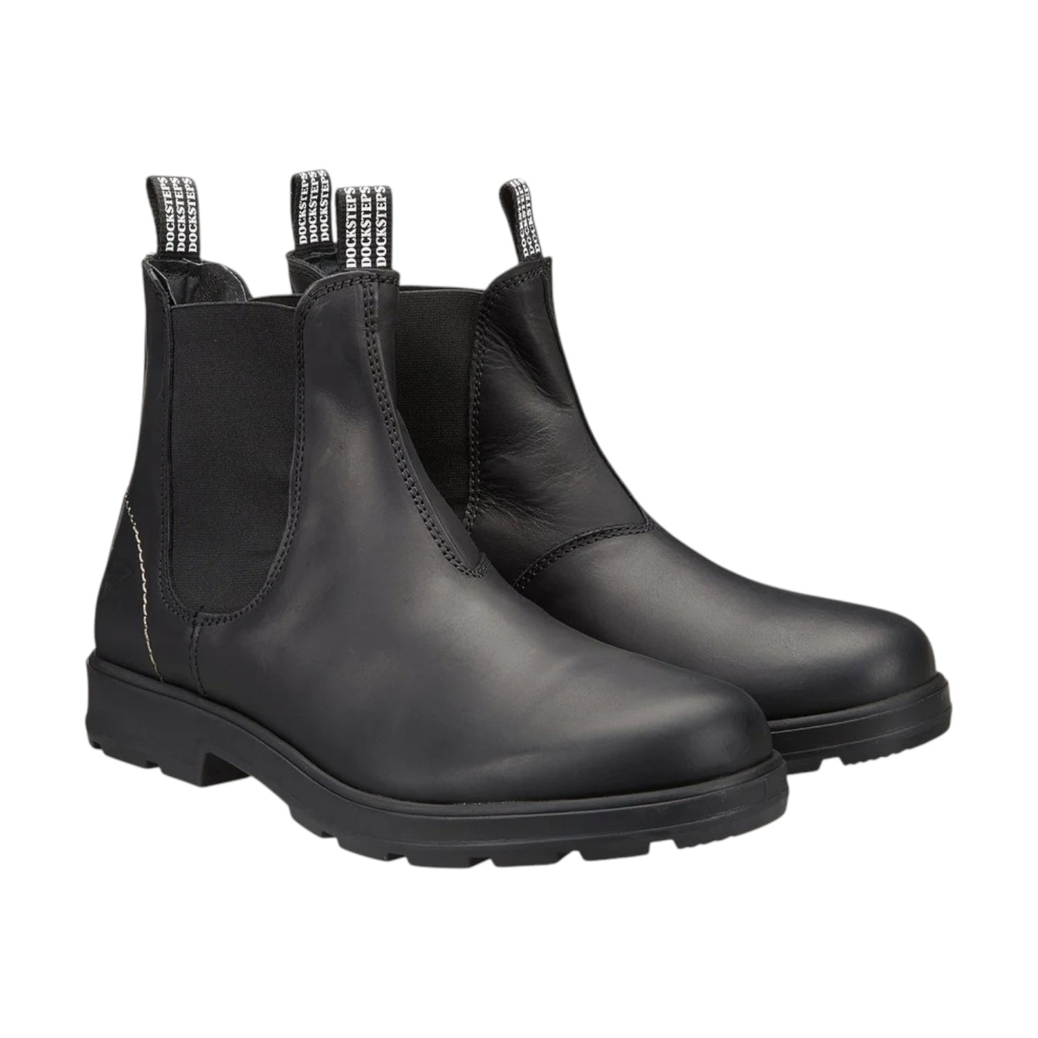 Docksteps Beatles Uomo in Pelle Nera con Elastici Laterali