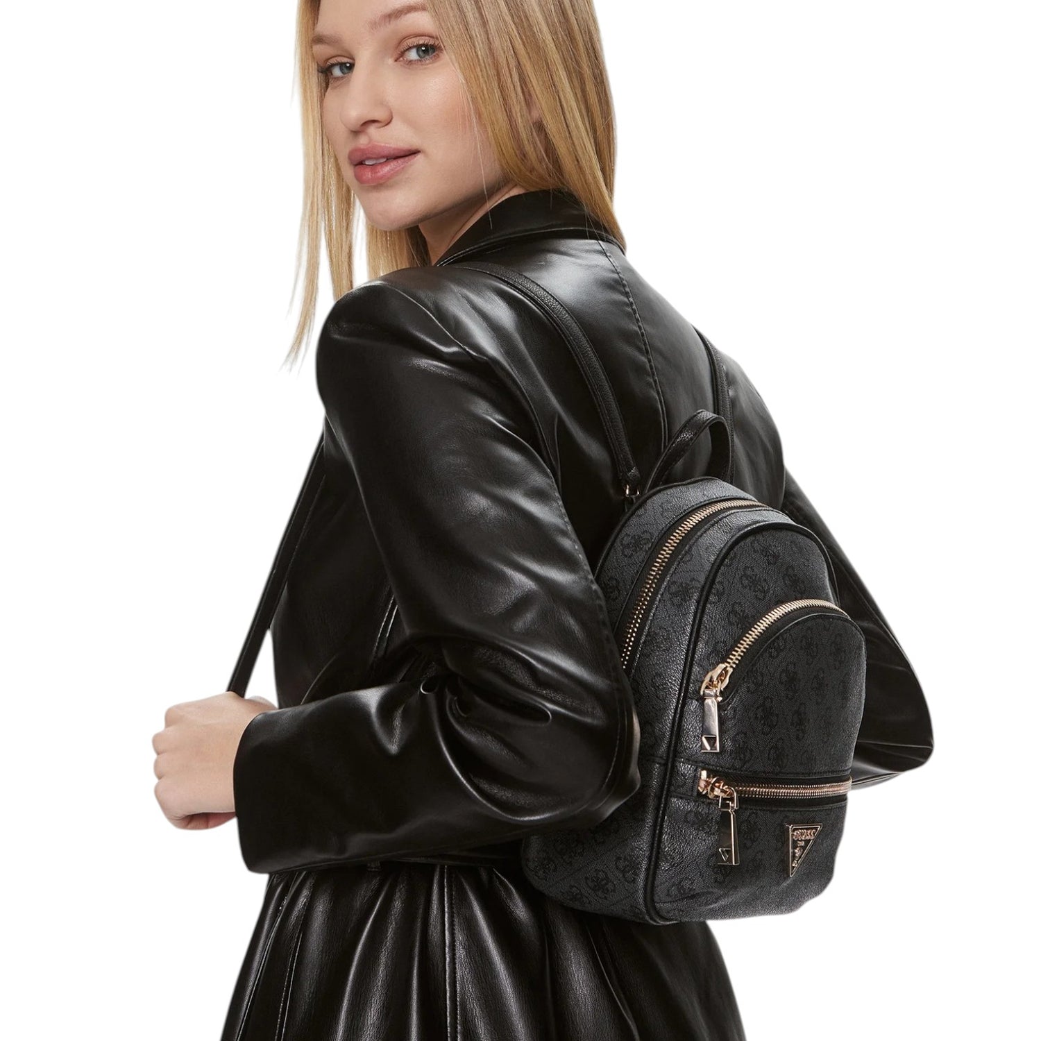 Guess Zaino Donna in Ecopelle Grigio con Stampa 4G Logo e Doppio Scomparto