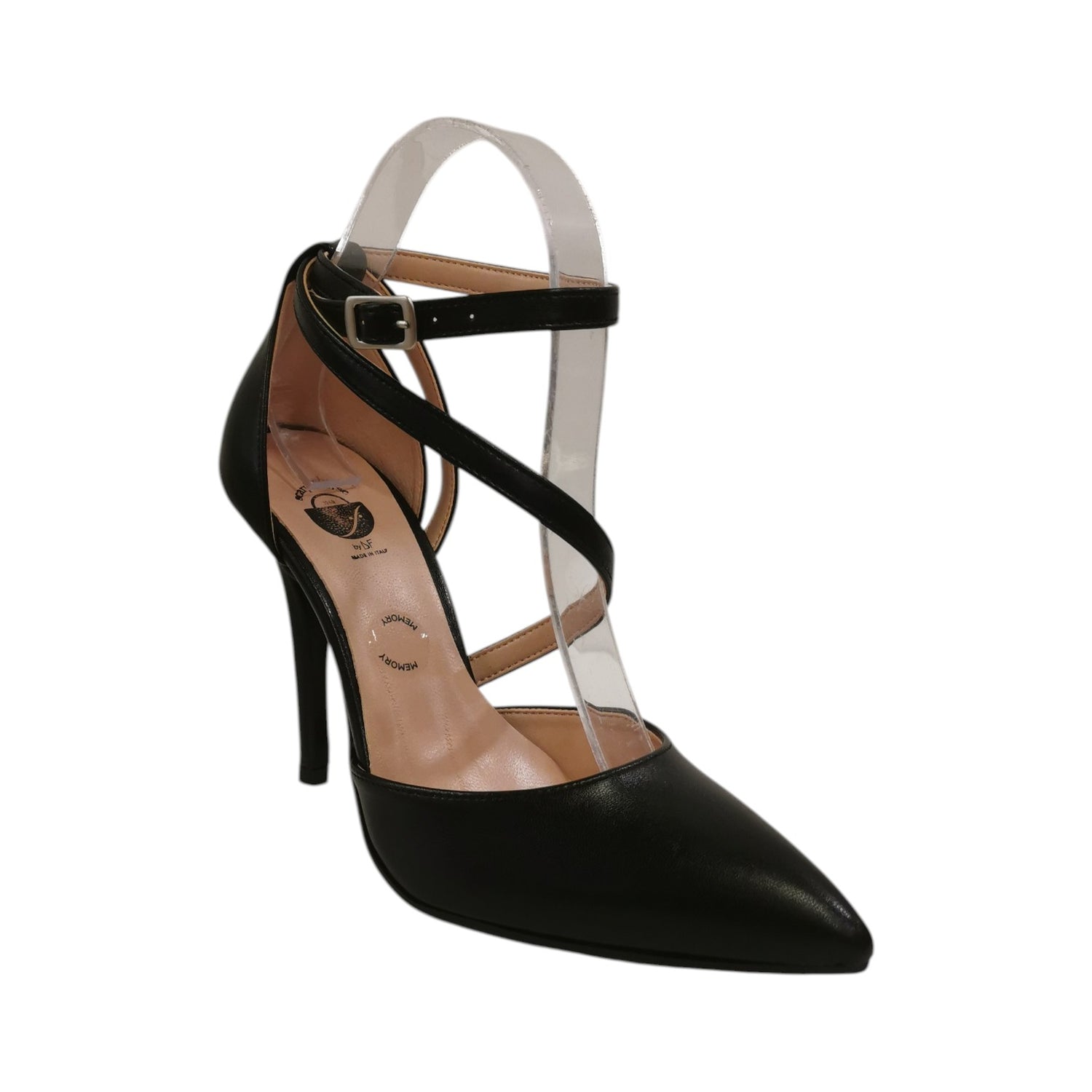 Scarpeborseonline Décolleté Donna in Ecopelle Nera con Tacco a Stiletto Alto 110mm