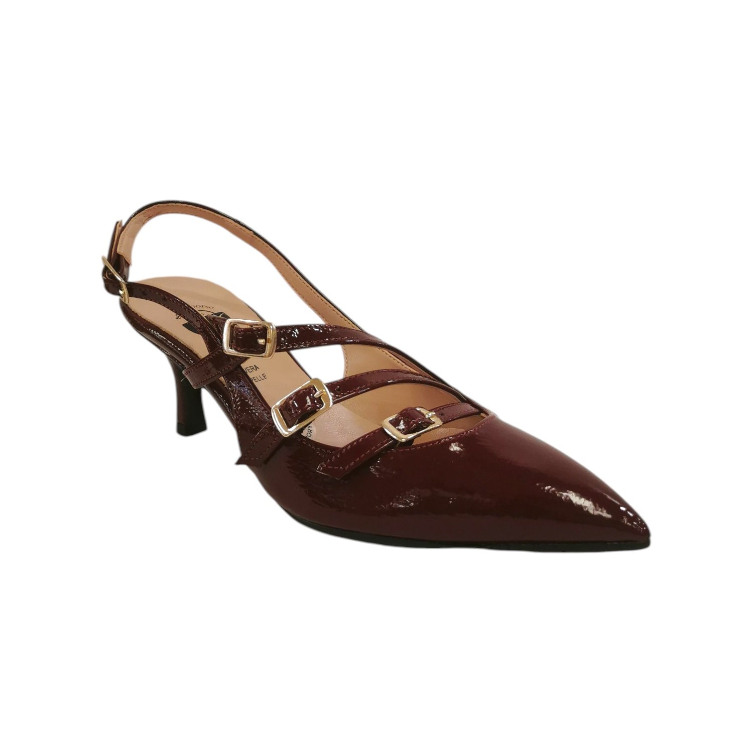 Scarpeborseonline Chanelle Donna in Vernice Bordeaux con Tacco a Rocchetto Alto 60mm