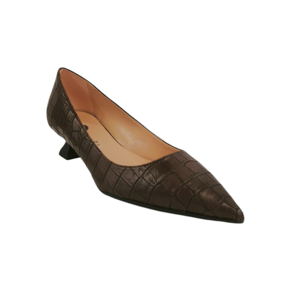 Scarpeborseonline Dècollettè Donna in Ecopelle Testa di Moro Stampa Cocco con Tacco Alto 40mm