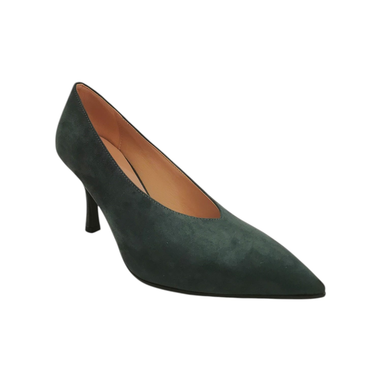Scarpeborseonline Dècollettè Donna in Camoscio Verde con Tacco a Stiletto Alto 80mm
