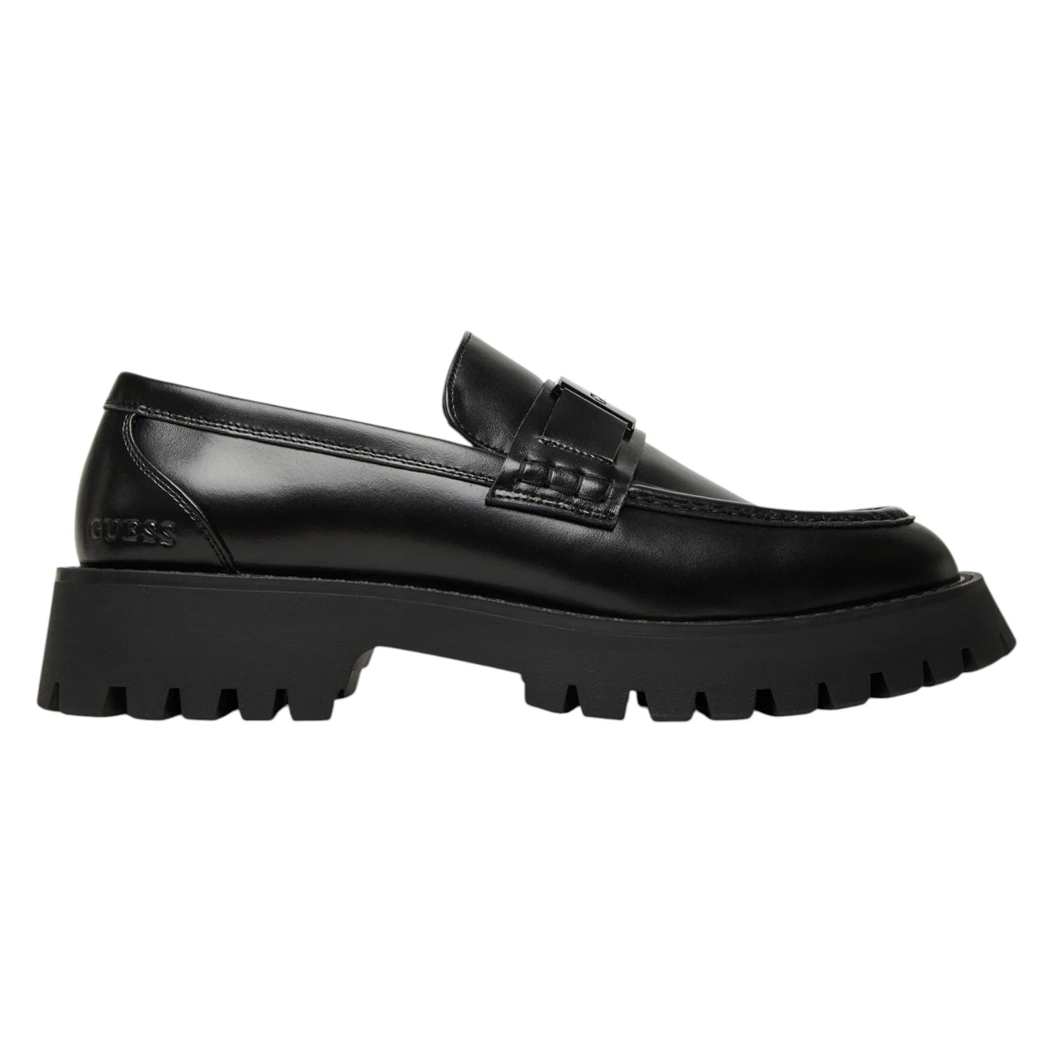 Guess Mocassino Uomo in Ecopelle Nero con Targhetta