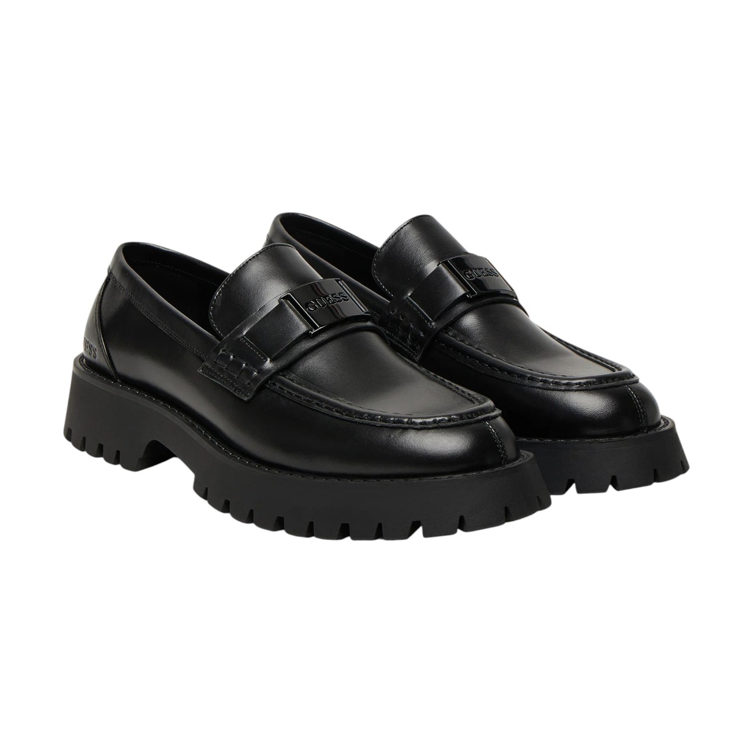 Guess Mocassino Uomo in Ecopelle Nero con Targhetta