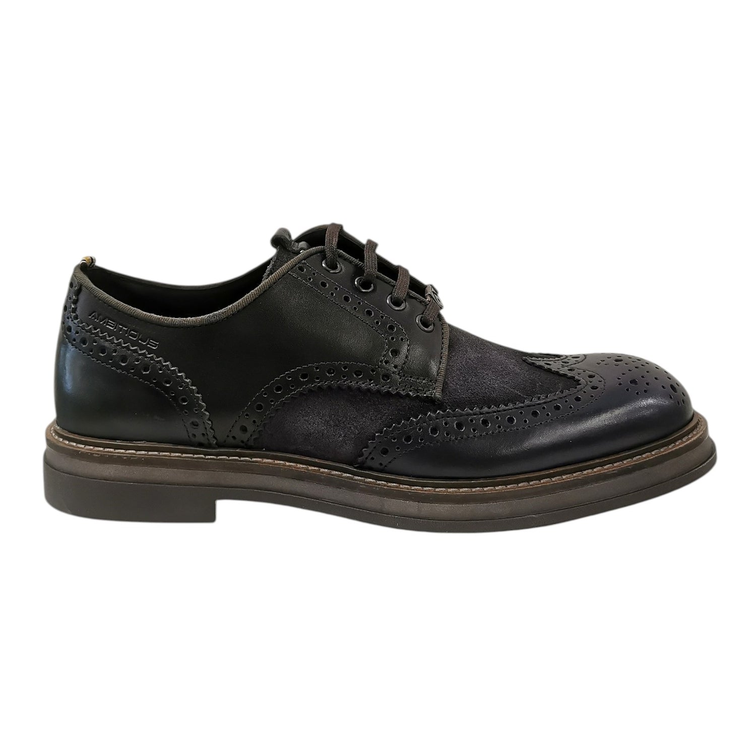 Ambitious Allacciato Uomo in Pelle Blu Stile Inglese