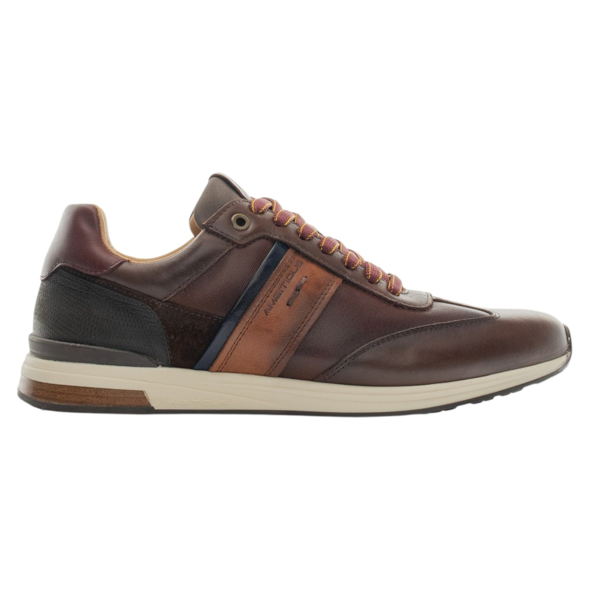 Ambitious Sneakers Uomo in Pelle Testa di Moro con Pannelli A Contrasto