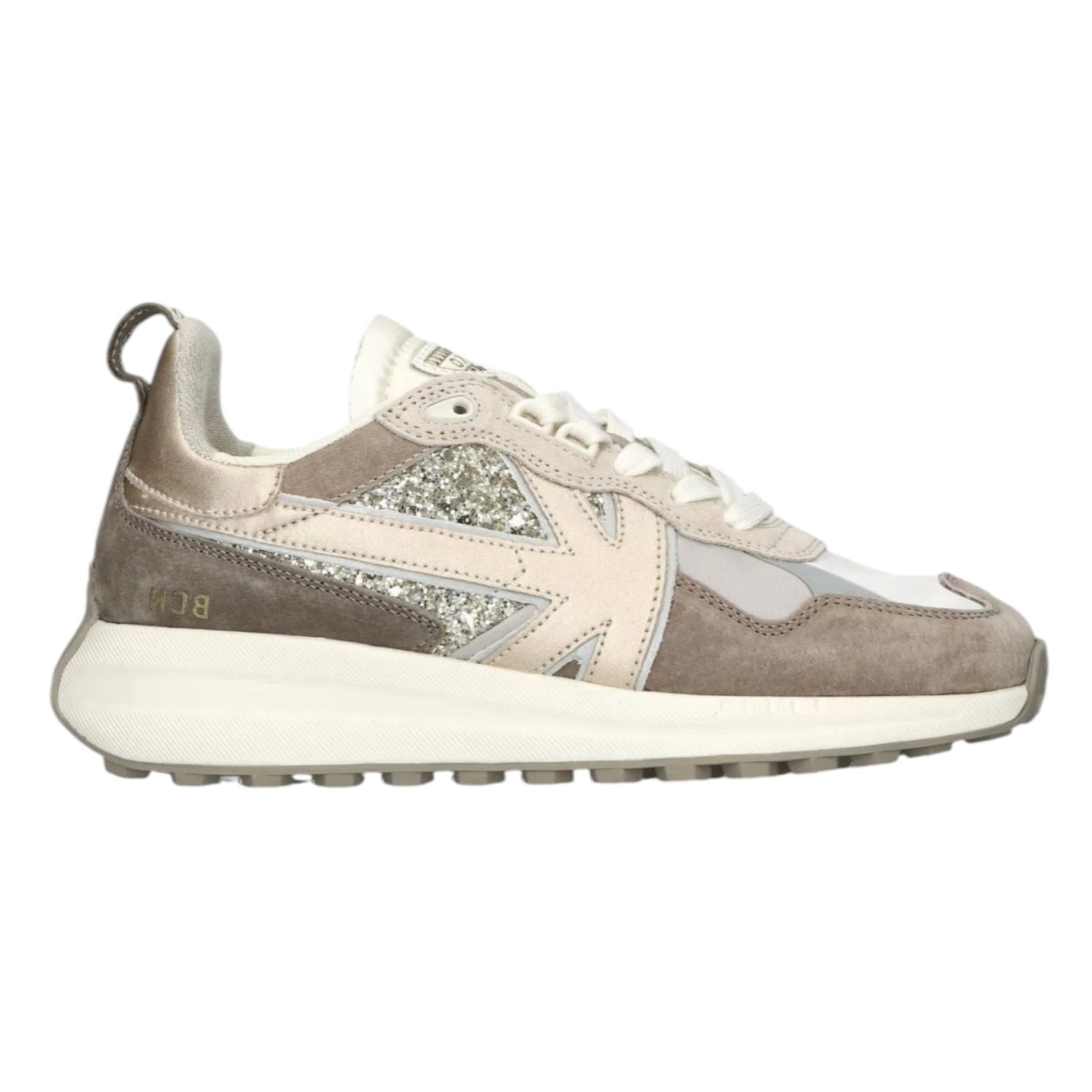 Kaotiko Sneakers Donna in Camoscio e Tessuto Champagne con Strass