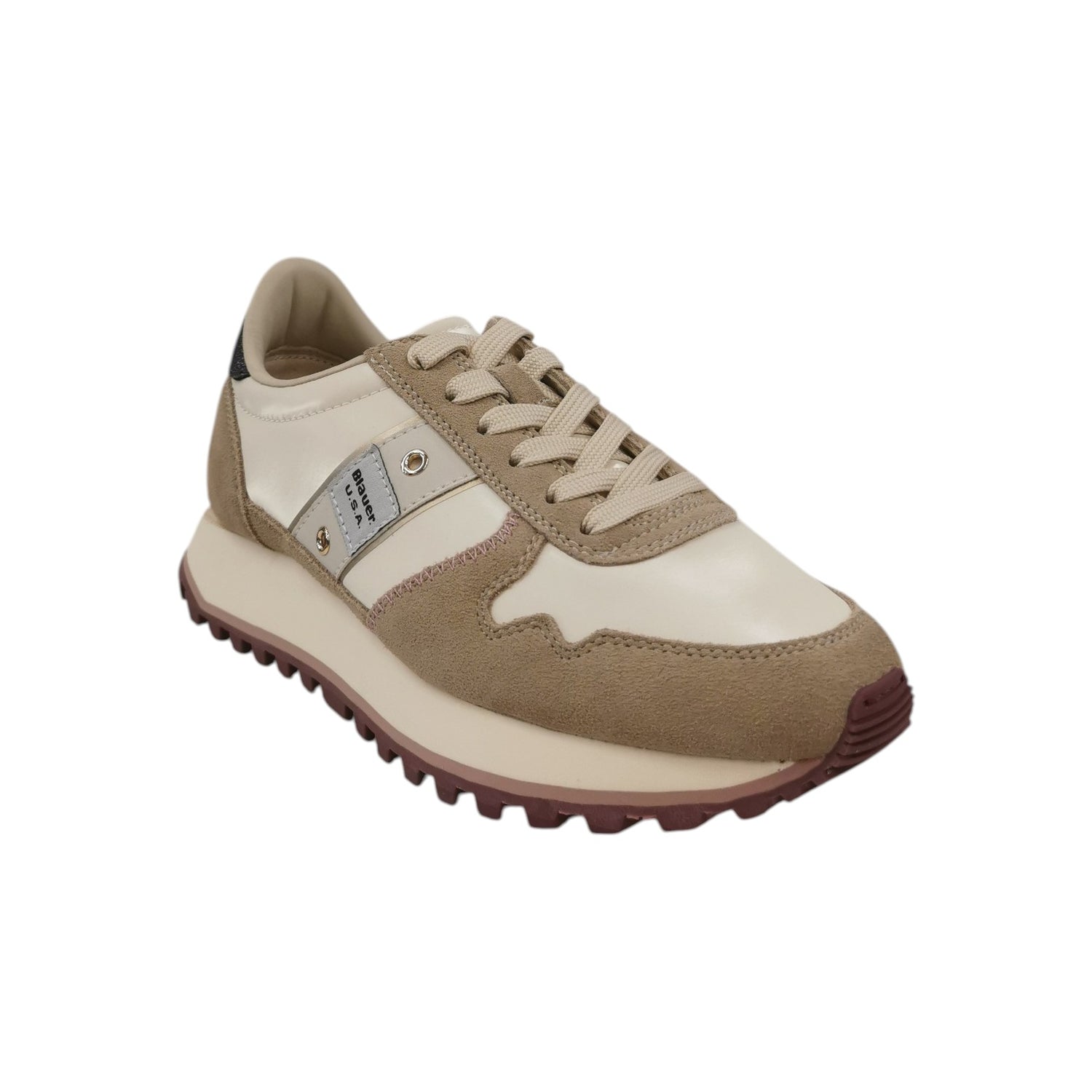 Blauer Sneakers Donna in Pelle e Camoscio Crema
