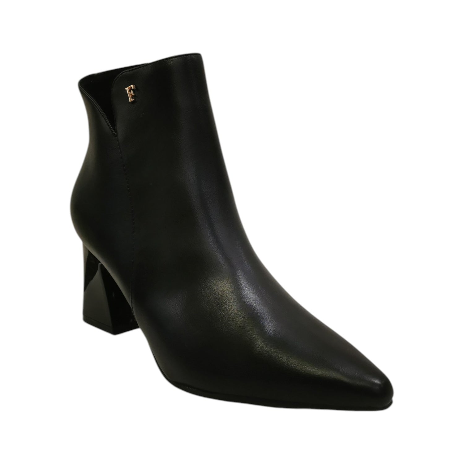 Ferrè Tronchetto Donna in Ecopelle Nera con Tacco Largo Alto 70mm