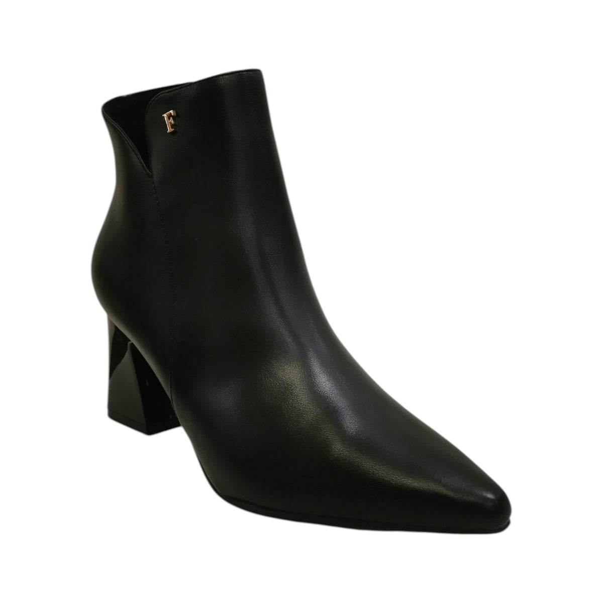 Ferrè Tronchetto Donna in Ecopelle Nera con Tacco Largo Alto 70mm
