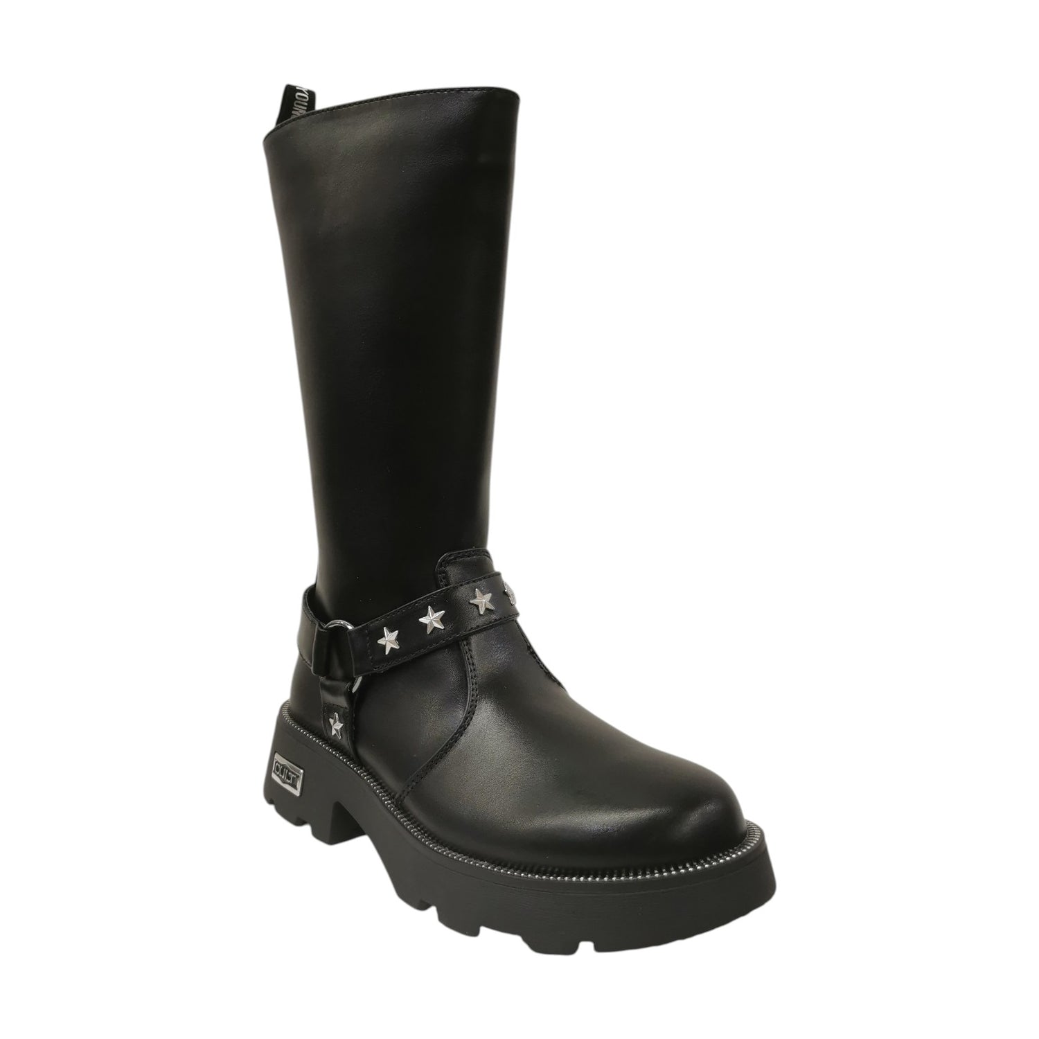Cult Stivale Bambina in Ecopelle Nera con Cinturino a Stelline Numero - 31/32/33/34