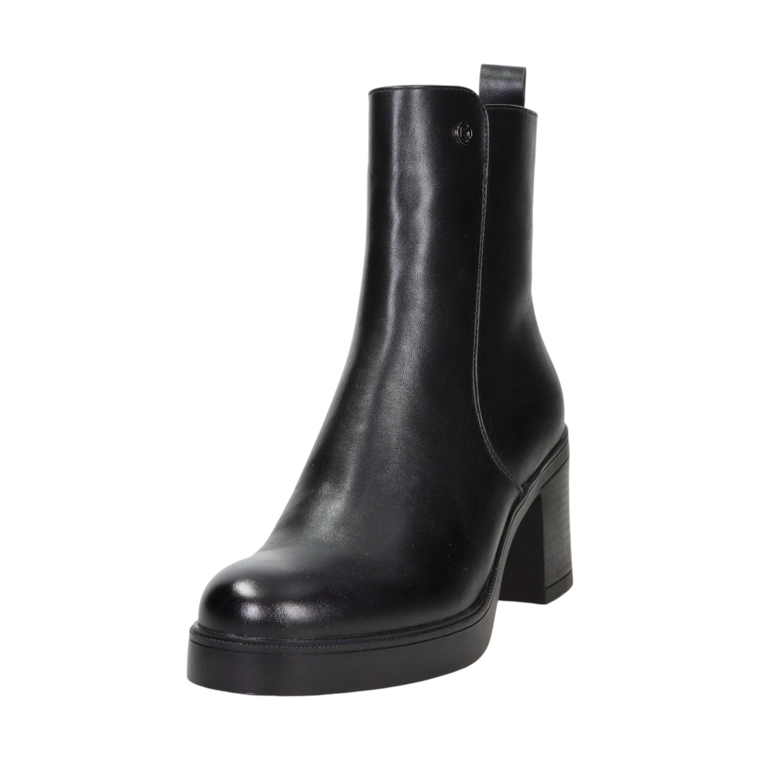 Keys Stivaletto Donna in Ecopelle Nera con Plateau e Tacco Largo Alto 70mm