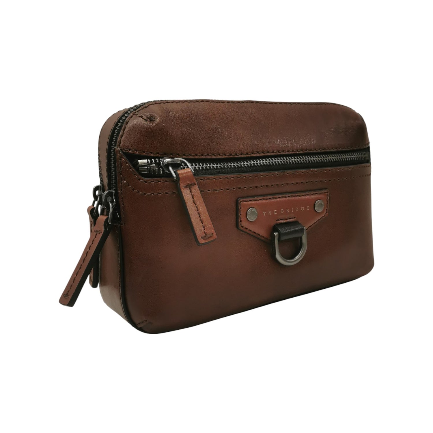 The Bridge Pochette Piccola Uomo in Pelle Cuoio con Doppio Scomparto