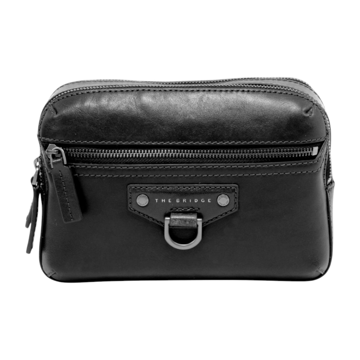 The Bridge Pochette Piccola Uomo in Pelle Nera con Doppio Scomparto