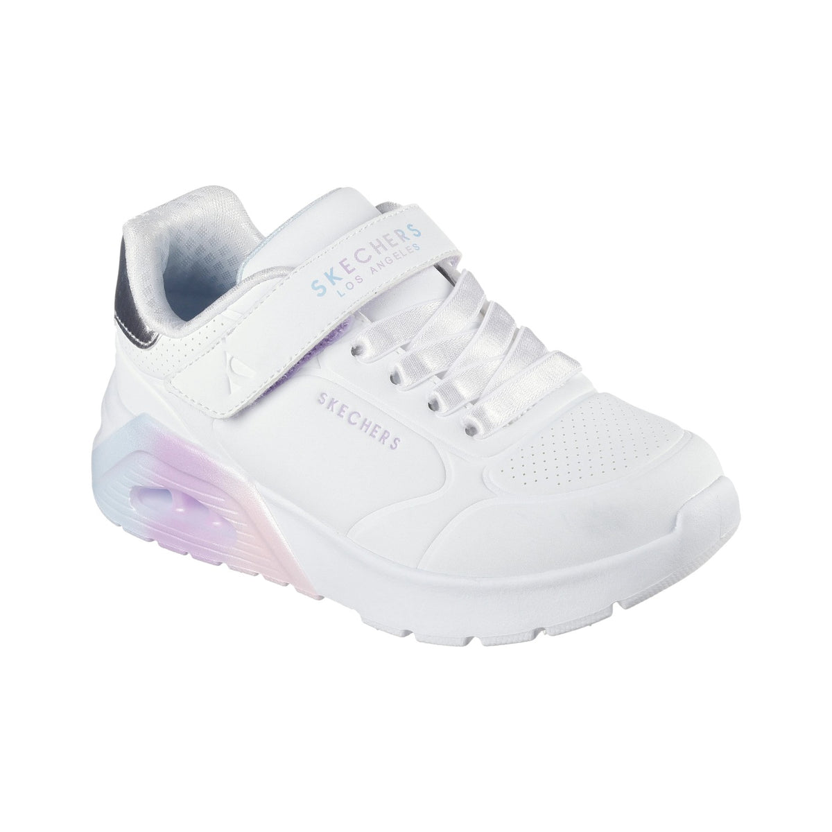 Skechers Sneakers Bambina in Ecopelle Bianca Multi Uno Lite 2.0 - Vivid Metallic