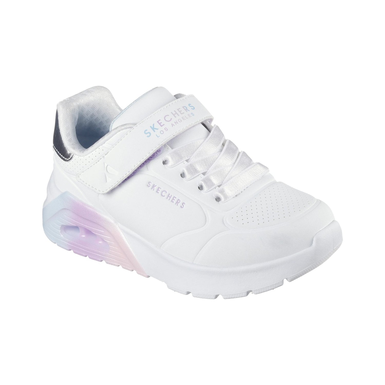 Skechers Sneakers Bambina in Ecopelle Bianca Multi Uno Lite 2.0 - Vivid Metallic
