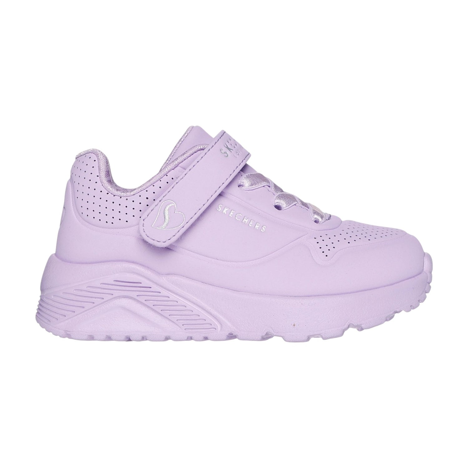 Skechers Sneakers Bambina in Ecopelle Lavanda Uno Lite con Strappo