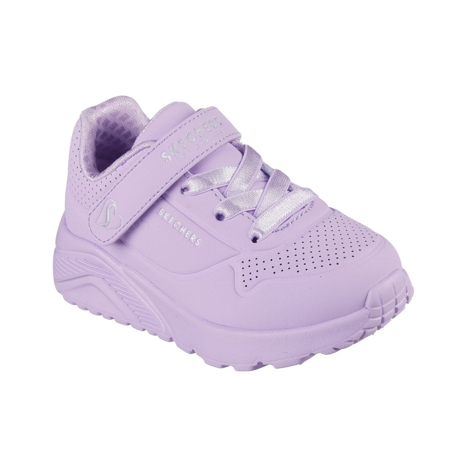 Skechers Sneakers Bambina in Ecopelle Lavanda Uno Lite con Strappo