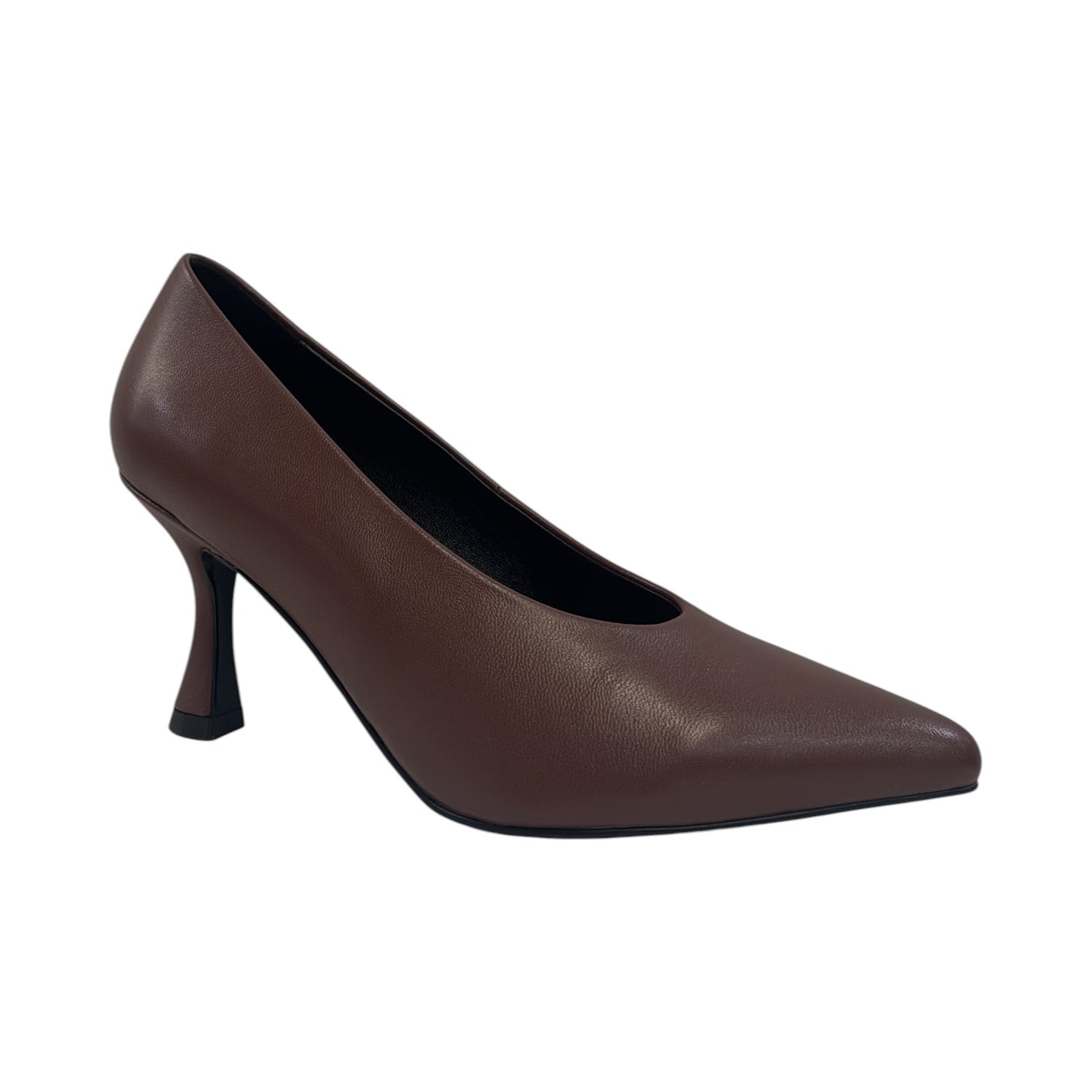 Luciano Barachini Décolleté Donna in Pelle Marrone con Tacco a Rocchetto Alto 70mm