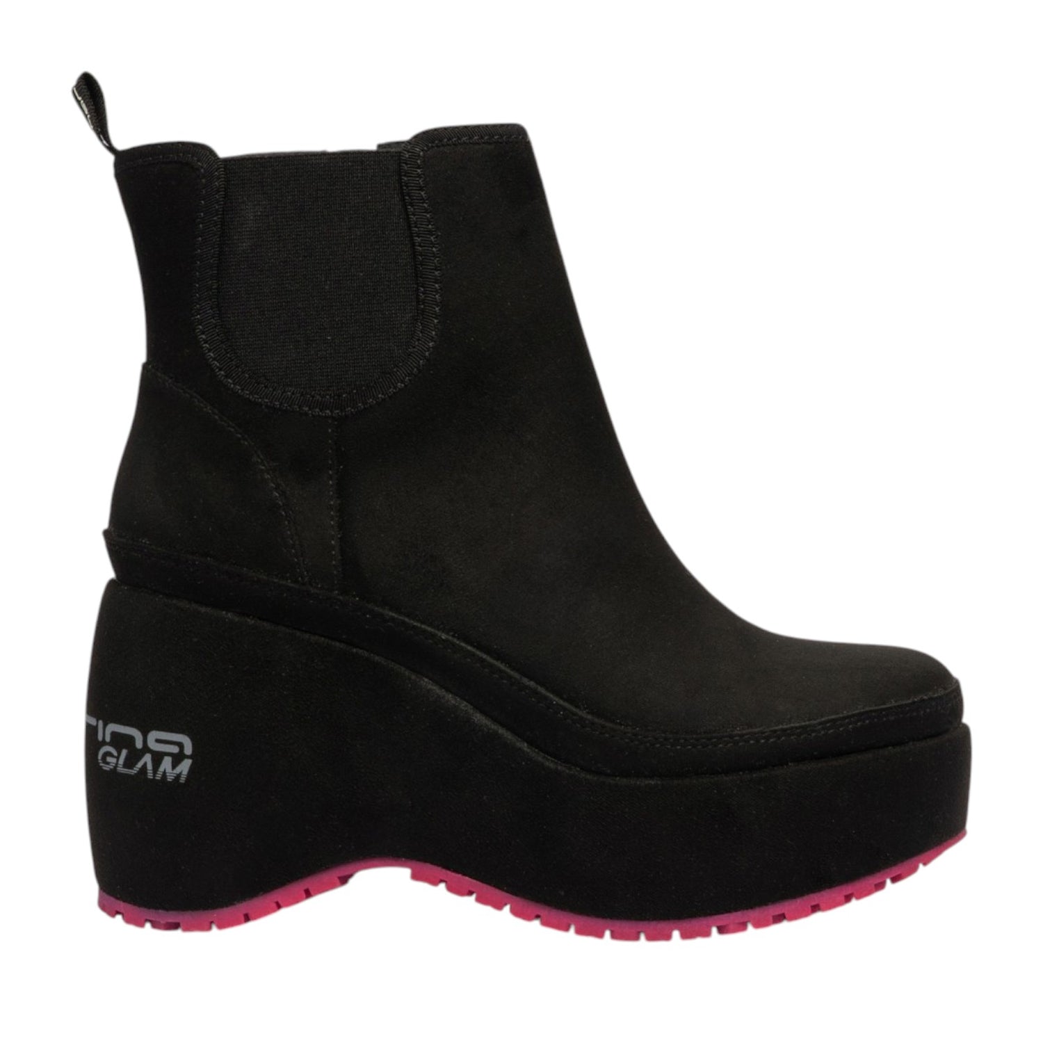 Fornarina Bubble Beatle Donna in Camoscio Sintetico Nero con Zeppa Alta 100mm