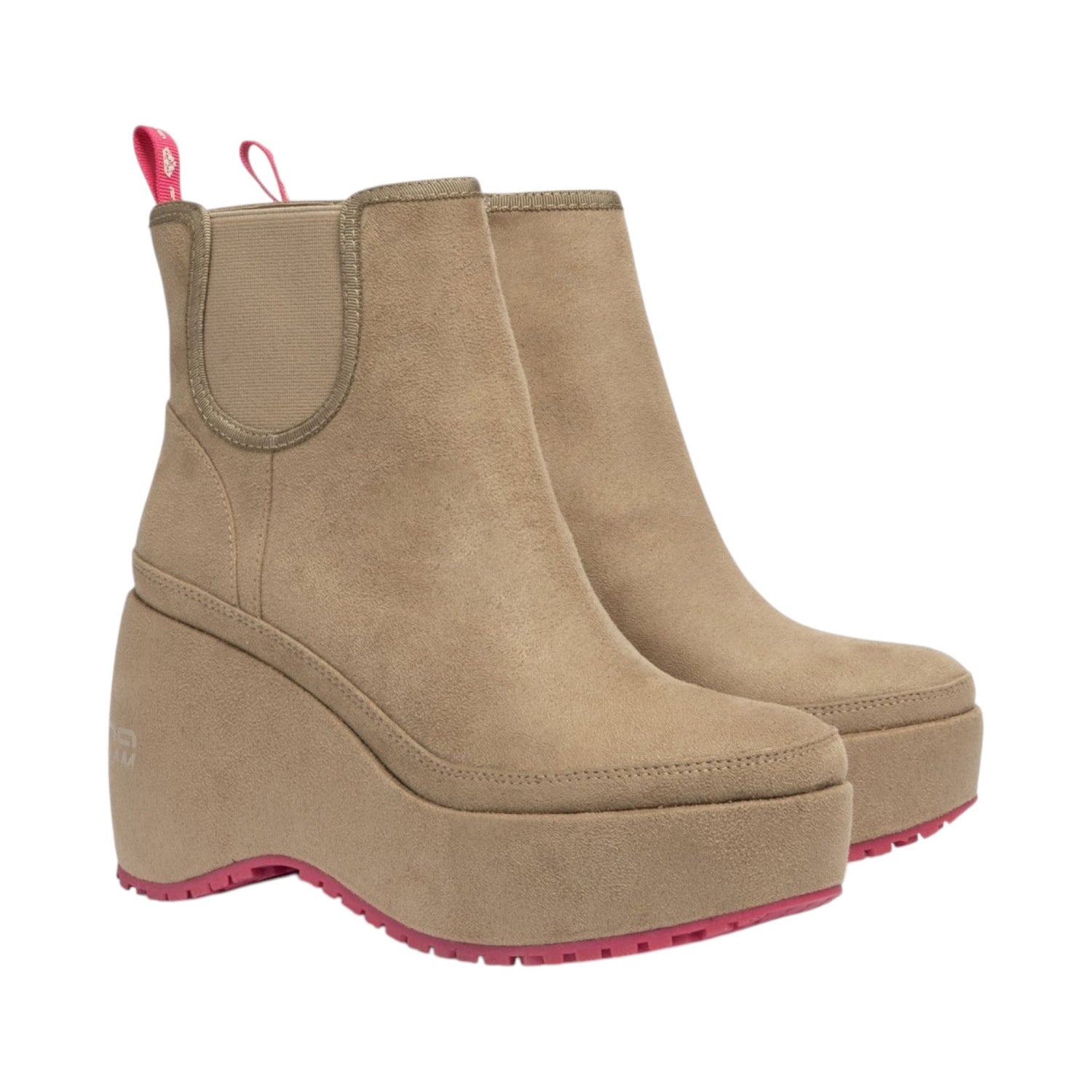 Fornarina Bubble Beatle Donna in Camoscio Sintetico Tortora con Zeppa Alta 100mm