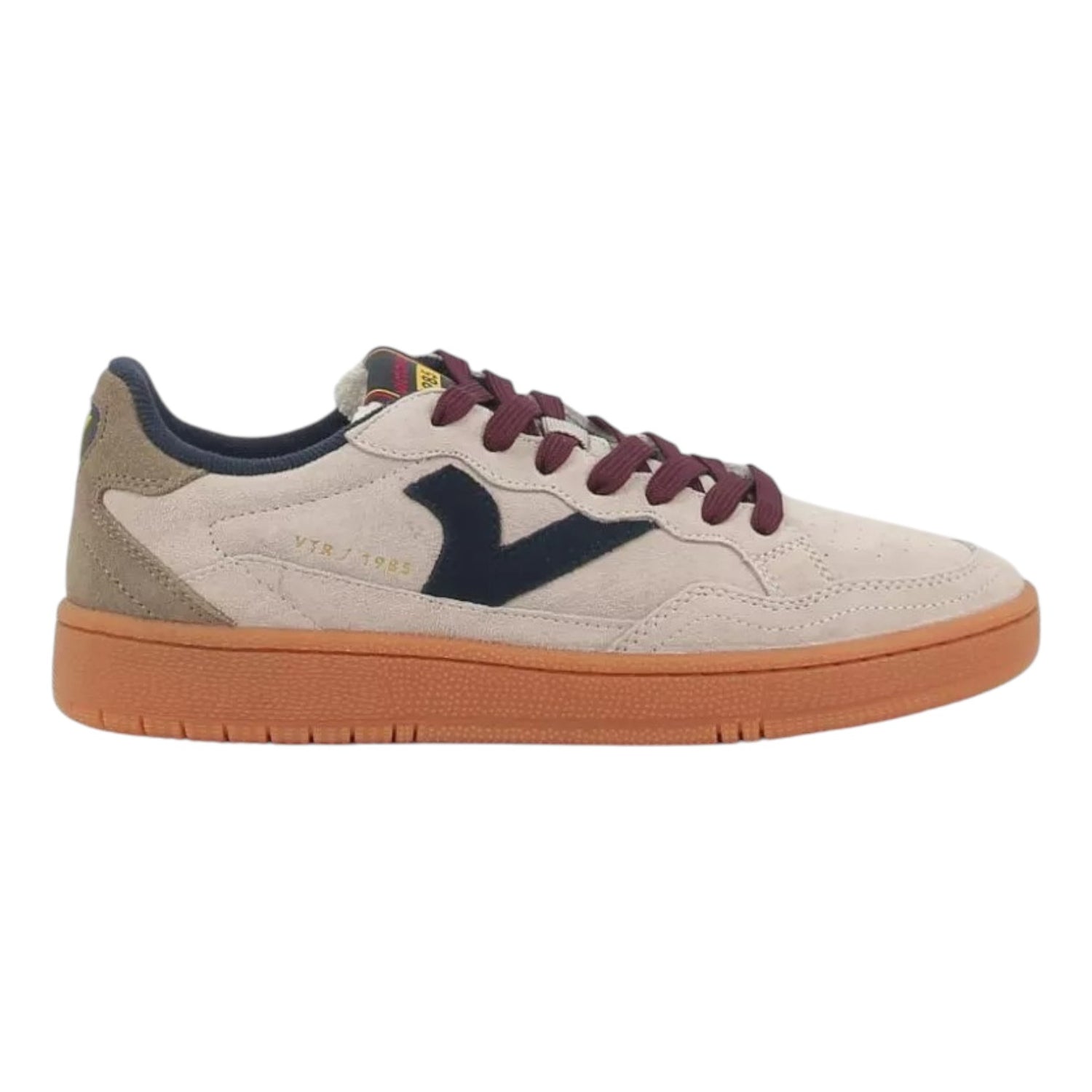 Victoria Sneakers Uomo in Camoscio Tortora con Lacci Bordeaux