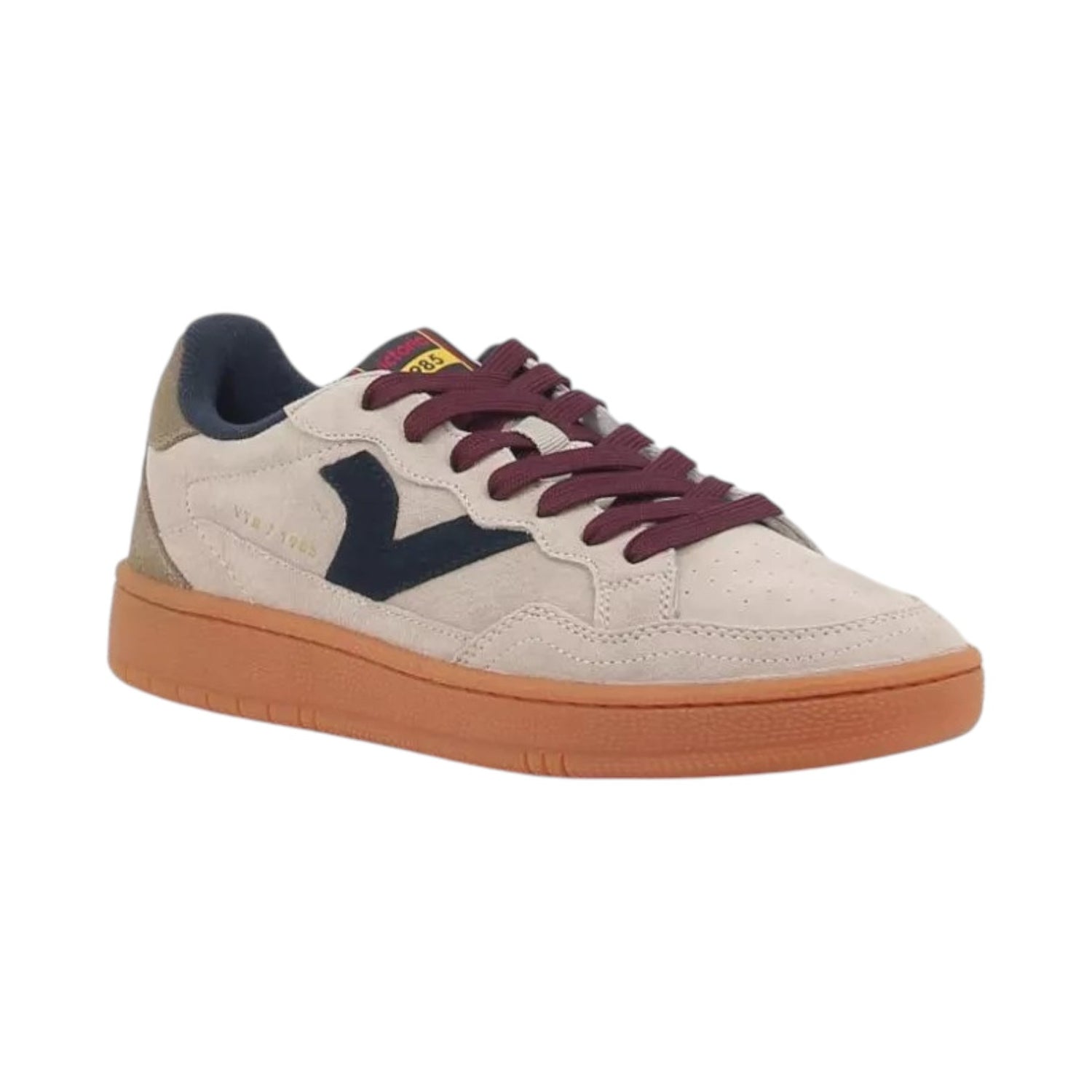 Victoria Sneakers Uomo in Camoscio Tortora con Lacci Bordeaux