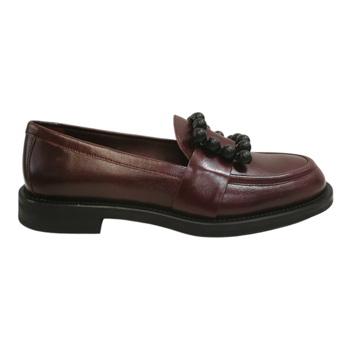 Frau Mocassino Donna in Pelle Bordeaux con Accessorio