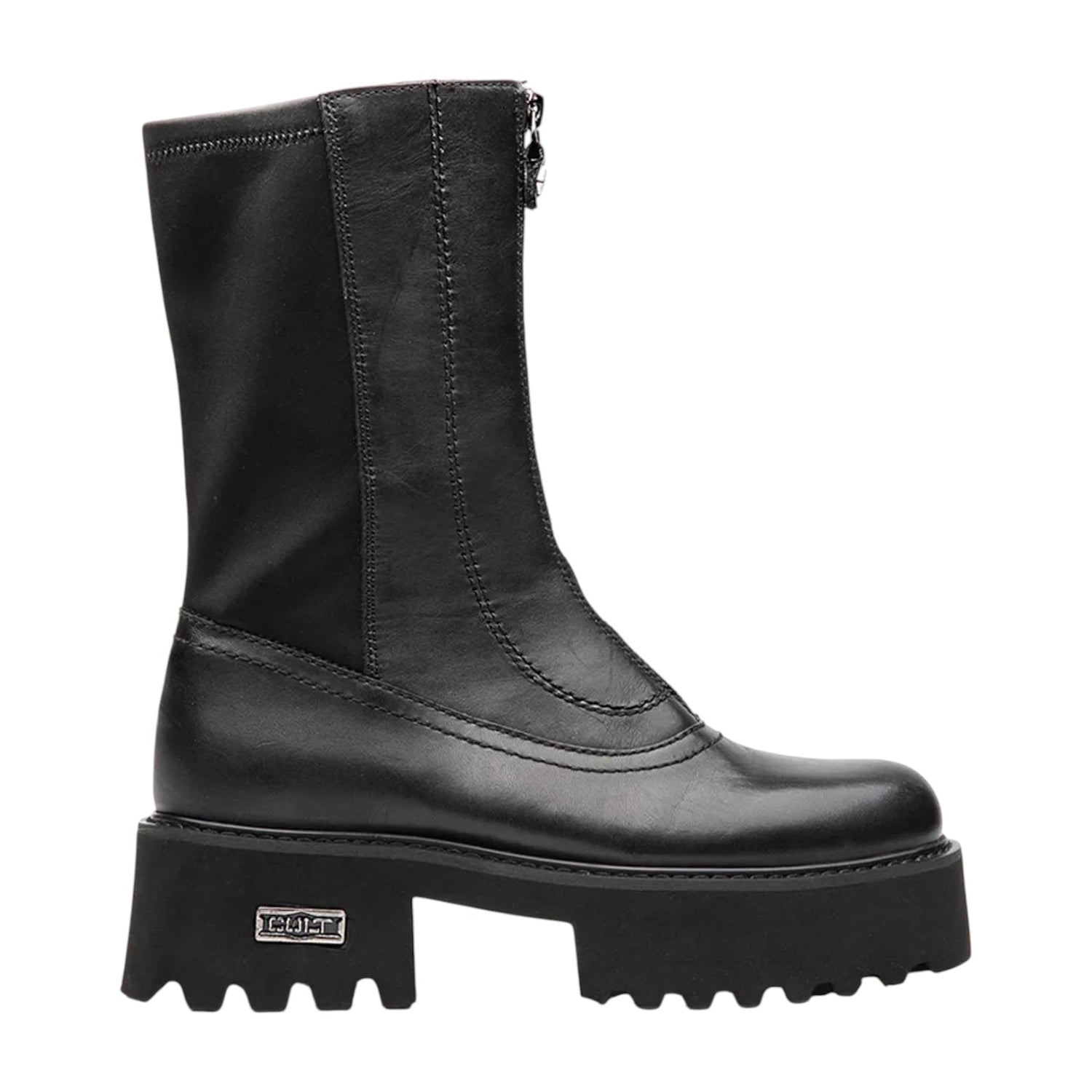 Cult Stivaletto Donna in Pelle con Zip Centrale e Plateau