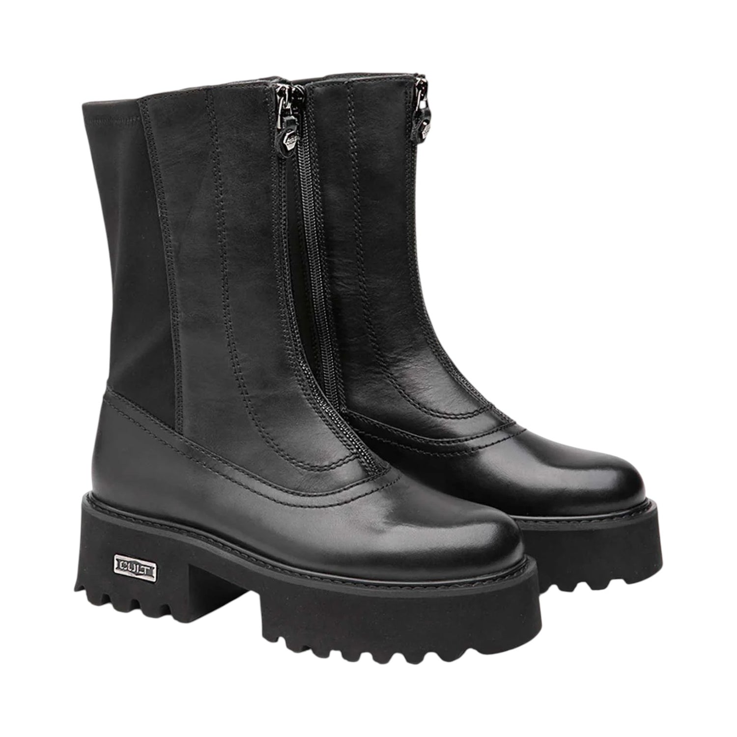 Cult Stivaletto Donna in Pelle con Zip Centrale e Plateau