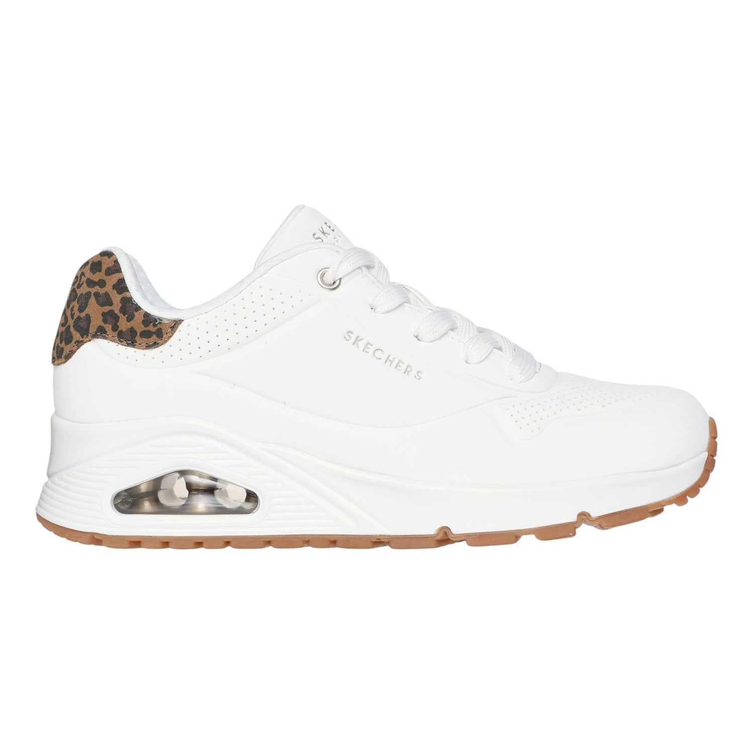 Skechers Sneakers Donna in Ecopelle Bianco Leopardato Uno - Jungle Nite