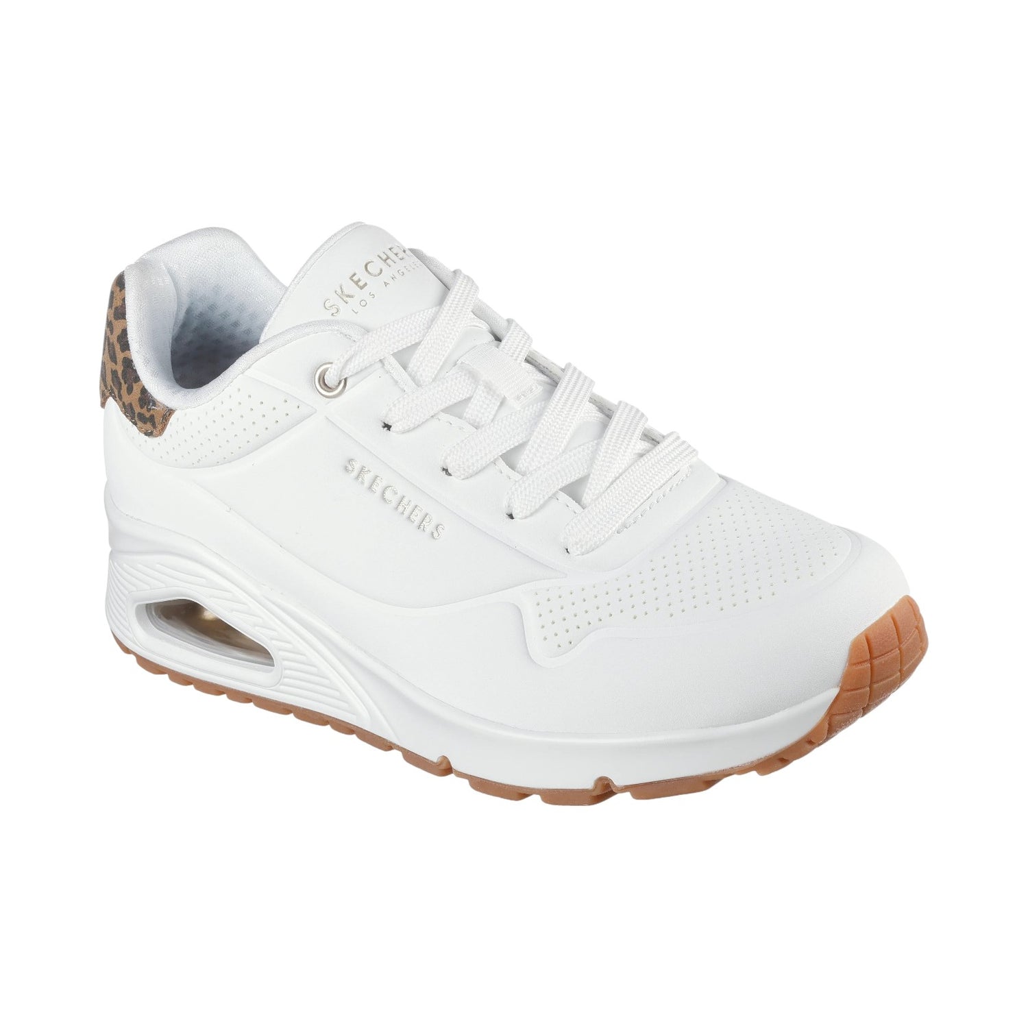 Skechers Sneakers Donna in Ecopelle Bianco Leopardato Uno - Jungle Nite