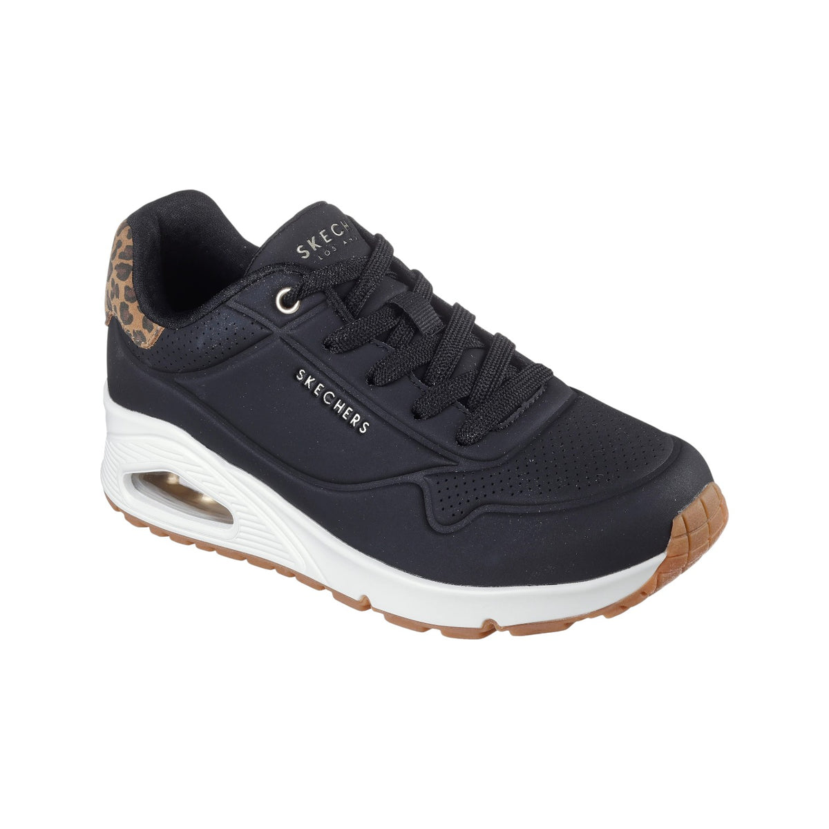 Skechers Sneakers Donna in Ecopelle Nera Leopardato Uno - Jungle Nite