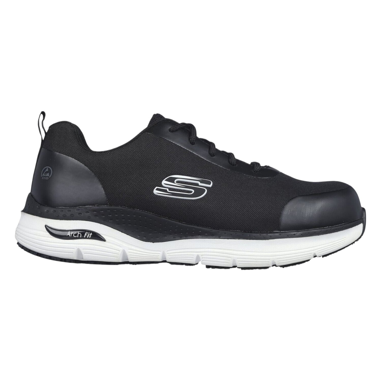 Skechers Sneakers Uomo Nera Work: Arch Fit Sr - Ringstap con Punta in Ferro