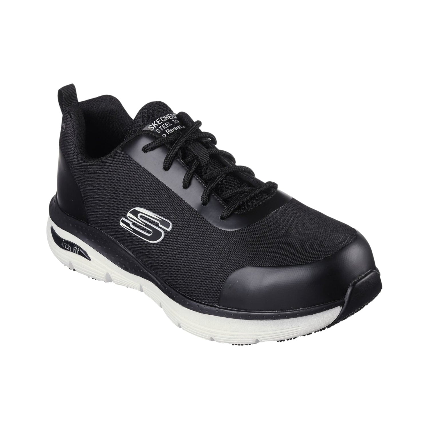 Skechers Sneakers Uomo Nera Work: Arch Fit Sr - Ringstap con Punta in Ferro