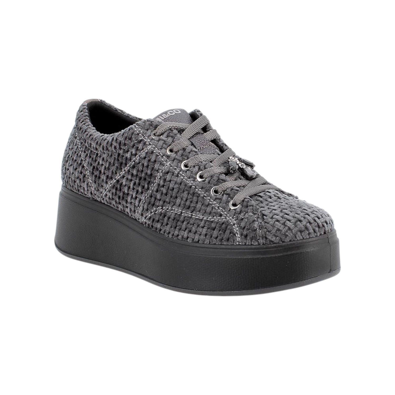 Igi&Co Sneakers Platform Donna in Velluto Grigia con Accessorio