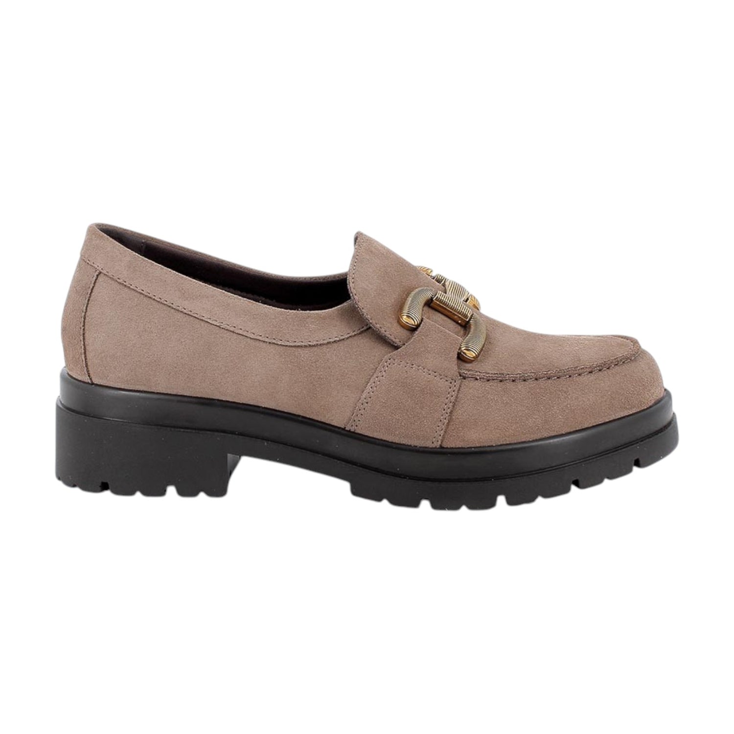 Enval Soft Mocassino Donna in Pelle Scamosciata Fango con Accessorio
