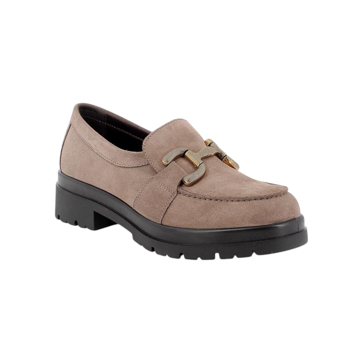 Enval Soft Mocassino Donna in Pelle Scamosciata Fango con Accessorio