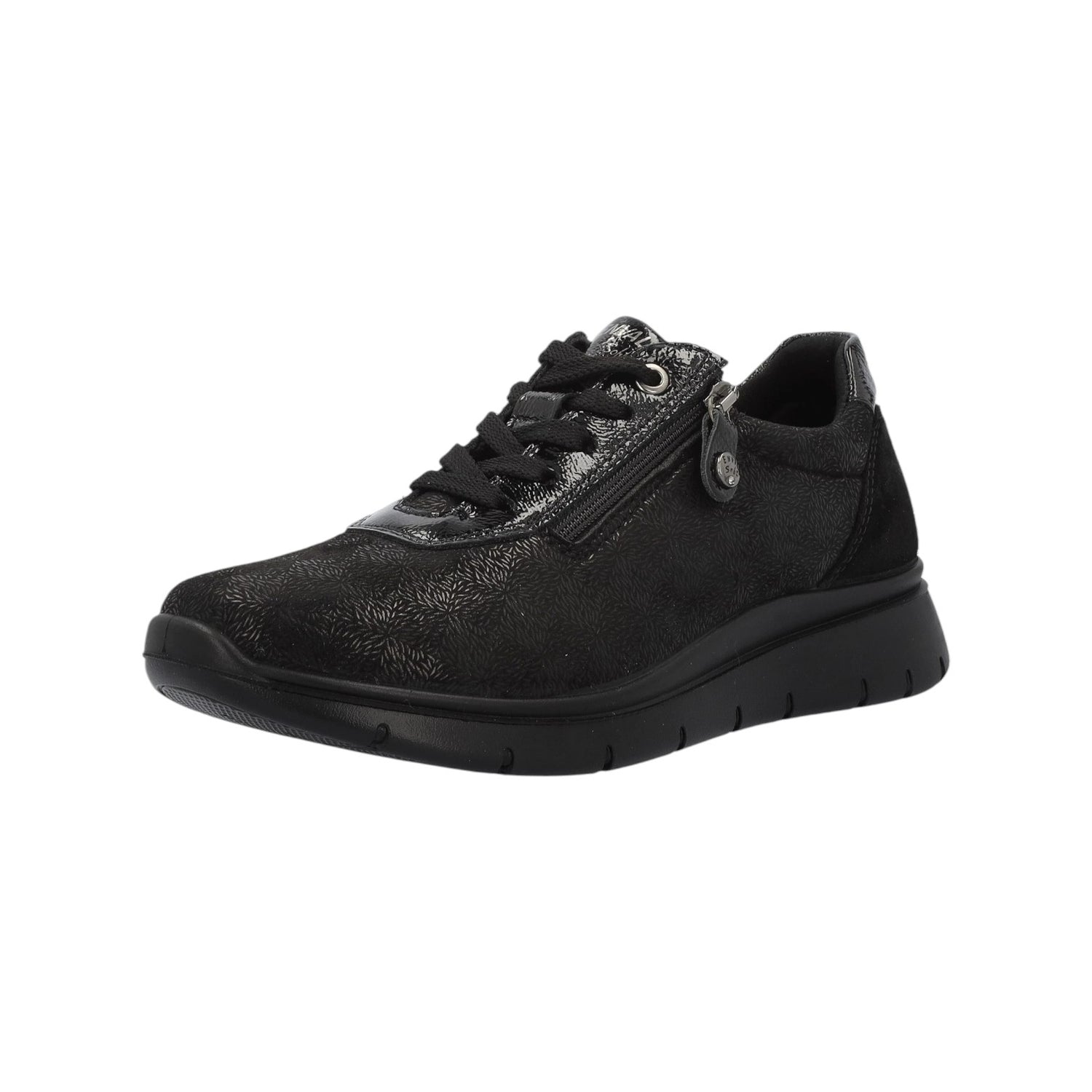 Enval Soft Sneakers Donna in Camoscio Nera con Lacci e Zip