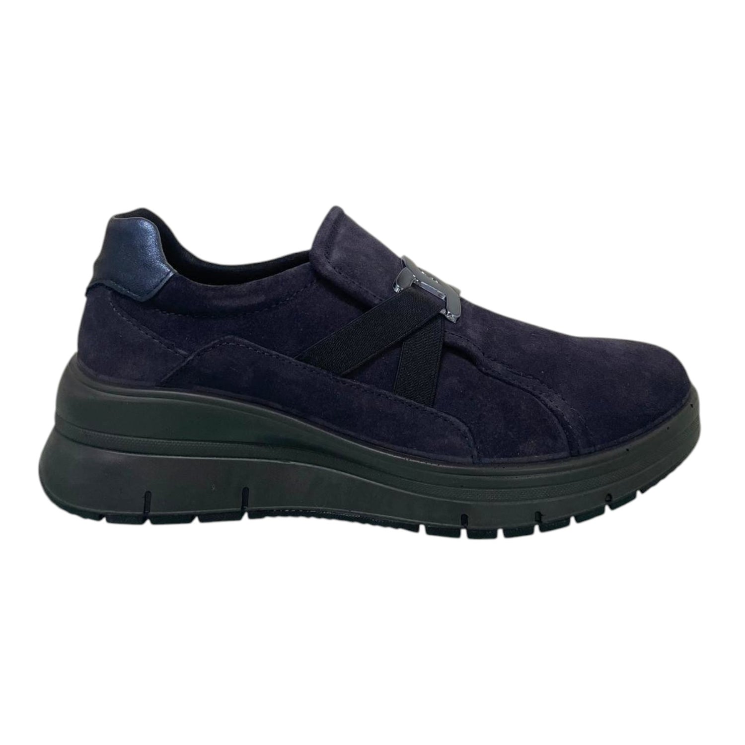 Enval Soft Mocassino Donna in Camoscio Blu con Zeppa