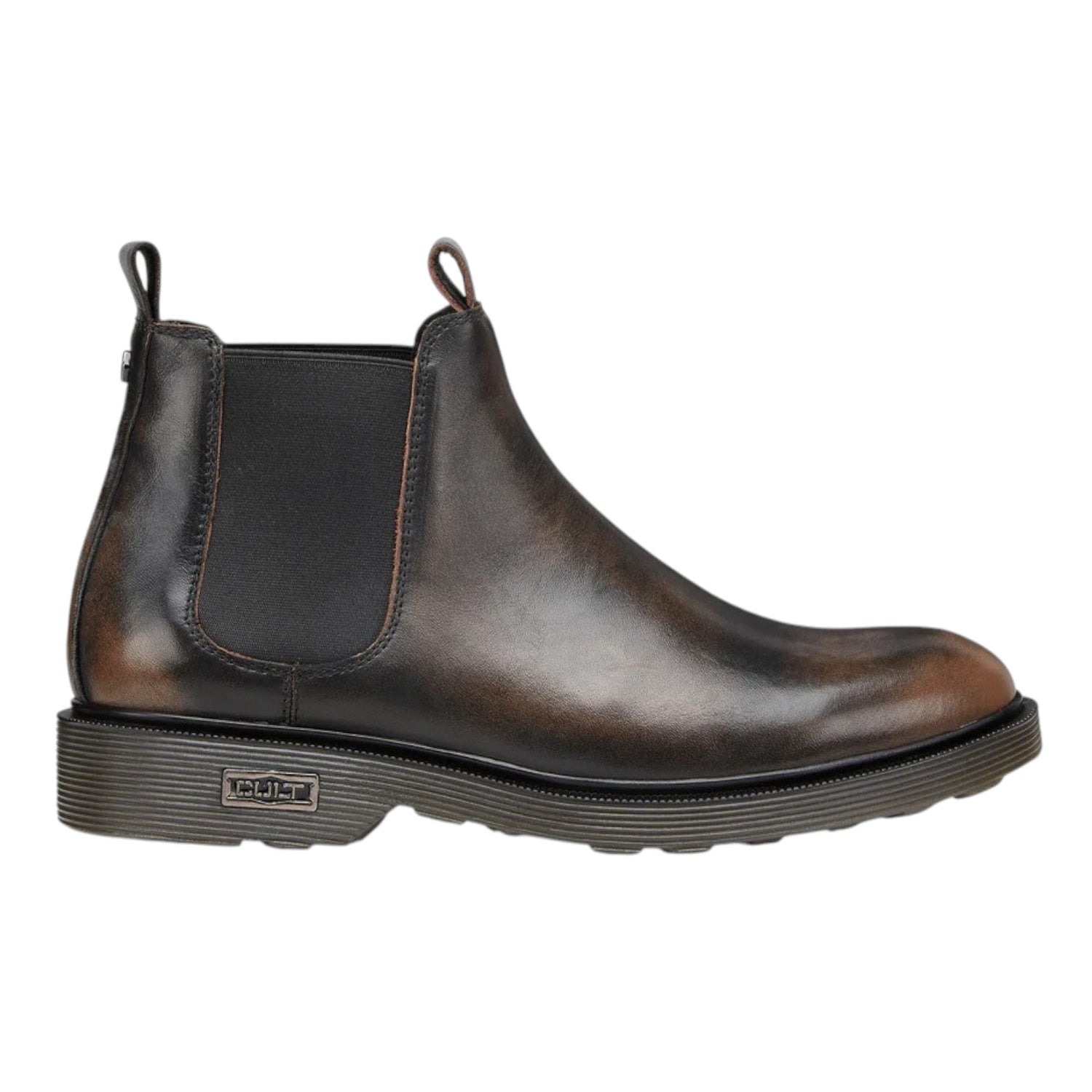 Cult Bealtes Uomo in Pelle Nera con Sfumature Marrone